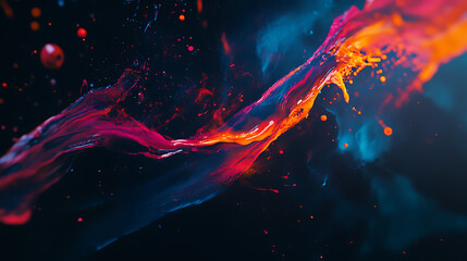 Fototapete - Colorful paint splashes in mid air against a dark backdrop, high energy, artistic concept