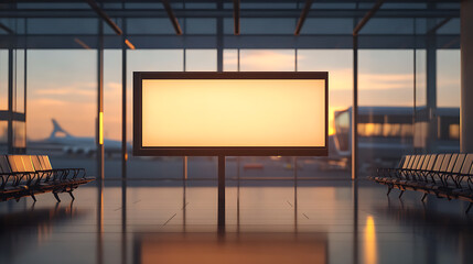 Aufkleber - Contemporary digital billboard desk mockup in well-lit airport lounge, communication and design concept