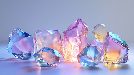 Poster - 3d illustration of jewelry diamond rock with light reflections spectral copy space