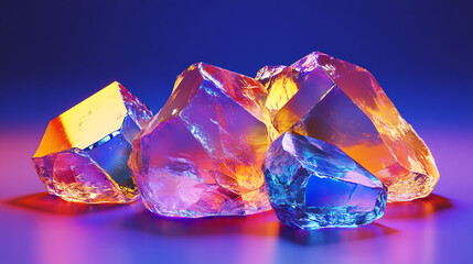 Aufkleber - 3d illustration of jewelry diamond rock with light reflections spectral copy space