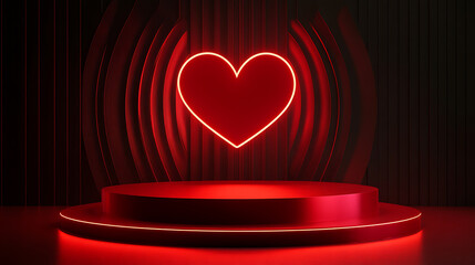Poster - 3d valentine background products display summer with podium platform, podium, pedestal, layout, template for the presentation of a modern exhibition or gallery, 3d illustration