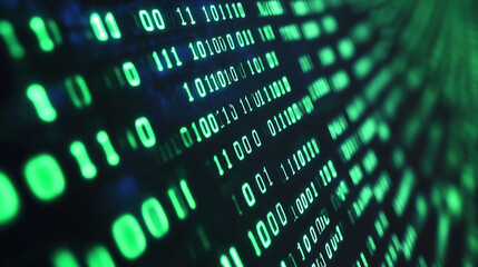 Poster - A background of green binary code falling from top to bottom on black