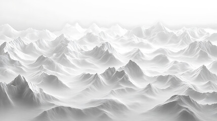 Poster - A black and white image of many snow covered mountains