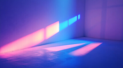 Poster - A blue and colored light beam with blue and pink shadows