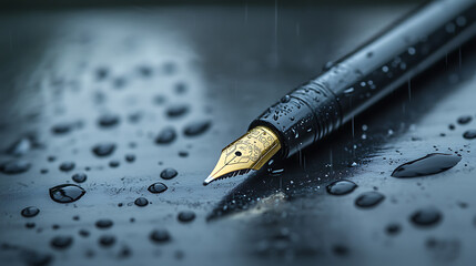 Aufkleber - A close-up picture of a pen on a computer and notebook