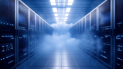 Leinwandbilder - A cloud security concept image representing a secure and protected cloud computing infrastructure symbolizing the safety and reliability of data storage and sharing in the digital era
