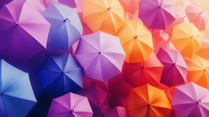 Poster - A colorful design of many umbrellas standing next to each other