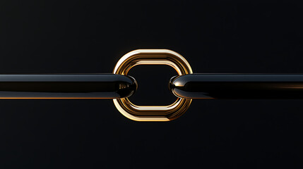 Poster - A golden link connecting two black chain segments, symbolizing strength, connection, leadership, or the power of a single crucial link within a system