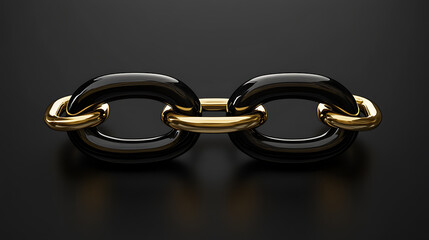 Poster - A golden link connecting two black chain segments, symbolizing strength, connection, leadership, or the power of a single crucial link within a system