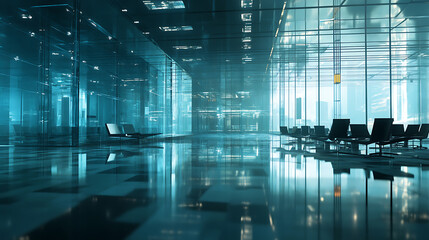 Poster - A large glass conference room