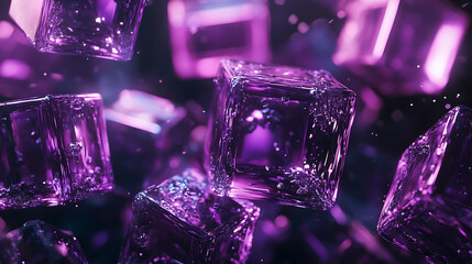 Poster - Abstract background with purple cubes