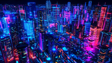 Leinwandbilder - Futuristic digital metropolis 3d rendered circuitry and motherboard visualizationinformation technology and internet of things hub with dynamic data flow animation