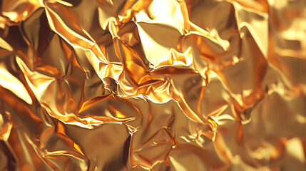 Aufkleber - Gold foil background with shiny crumpled surface for texture background