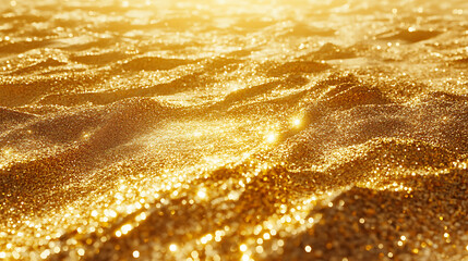 Poster - Gold particles abstract background with shining golden floor particle stars dust, beautiful futuristic glittering in space