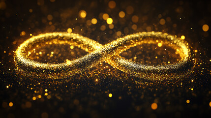 Aufkleber - Golden infinity symbol with shining micro particles