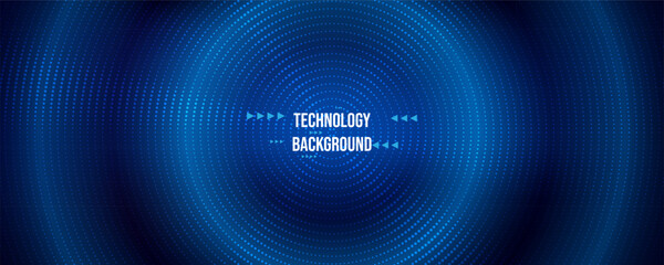 Wall Mural - abstract blue background with digital circular gradient and dots, vector illustration, digital wave 