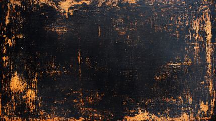 Poster - Grunge black scratched scary background, old film effect, dusty texture, empty space, wall banner, horizontal