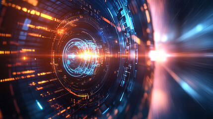 Fototapete - Hadron collider tech illustration, futuristic modern