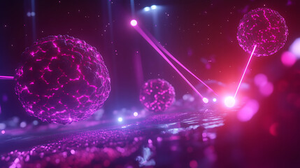 Poster - Laser beams targeting cancer cells in photodynamic therapy, illustrating precise treatment