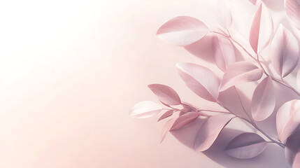 Poster - Leaves background in aesthetic minimalism style, soft pastel and neutral colors elements for social media, elegant premium design with minimal style, touch of sophistication to any project