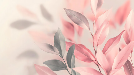 Poster - Leaves background in aesthetic minimalism style, soft pastel and neutral colors elements for social media, elegant premium design with minimal style, touch of sophistication to any project
