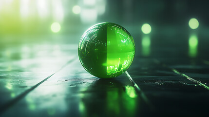 Leinwandbilder - Life cycle assessment concept with a green ball and the lca icon, environmental impact assessment of product value chains, business value chain and sustainable growth