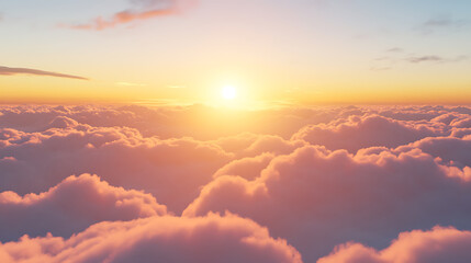Aufkleber - Light soft panorama sunset sky background with pink cloudssunset over the clouds