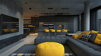 Leinwandbilder - Loft interior design of modern living room, home