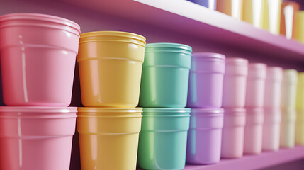Poster - Ice cream stands in various colored containers