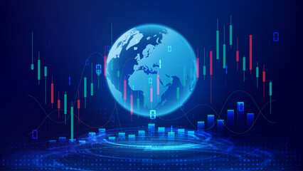 Wall Mural - trading technology concept for financial market or exchange business. blue gradient background with 