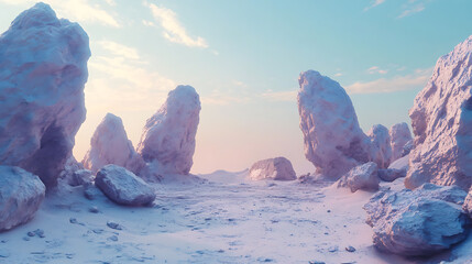 Poster - In the middle of the rocks is a portal to another dimension, 3d illustration