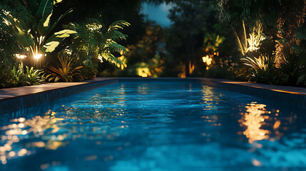 Poster - A large swimming pool is placed next to a villa on the island
