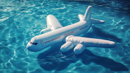 Poster - Inflatable airplane swimming pool float, summer travel vacation