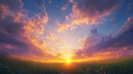 Aufkleber - Majestic 4k time-lapse stunning sunrise/sunset landscape with moving cloudsnature's breathtaking light show