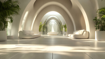 Poster - Interior design of modern living room with arch