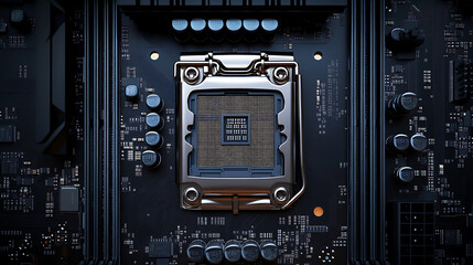 Aufkleber - Microprocessor and cpu technology background, main microchip on the motherboard