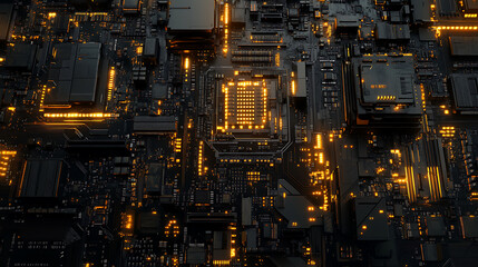 Aufkleber - Microprocessor and cpu technology background, main microchip on the motherboard
