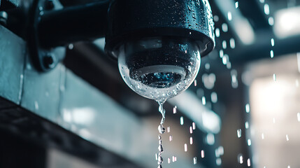 Poster - Ip cctv camera install by have water proof cover to protect camera with home security system concept