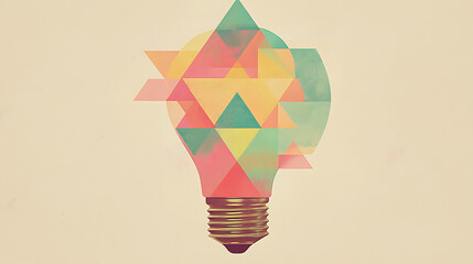 Poster - Minimalist colorful geometric lightbulb drawing