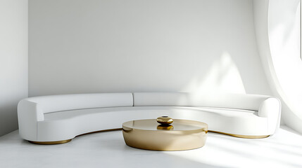 Poster - Japandi minimalist interior design of modern living room, home