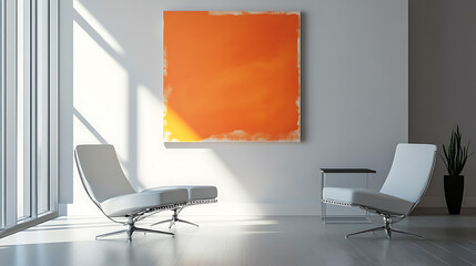 Poster - Japandi minimalist interior design of modern living room, home