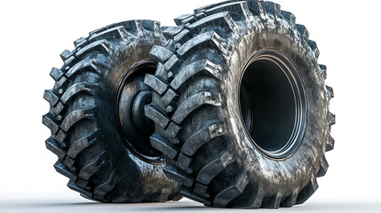 Fototapete - Isolated on a white background, mining truck tire, big tire, tractor tire