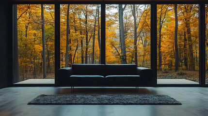 Poster - Japandi minimalist interior design of modern living room, home