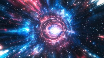 Aufkleber - Abstract cosmic wormhole with vibrant swirling colors and bright light.