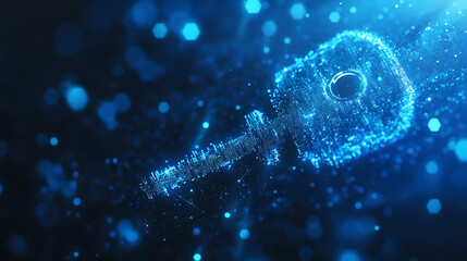 Aufkleber - Key in blue technology background, digital security and data protection concept