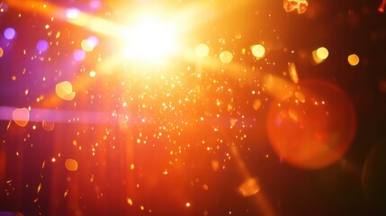 Wall Mural - vibrant light burst with bokeh effect and colorful glow particles