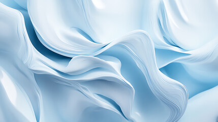 Leinwandbilder - Mixture of white and blue paints, abstract art, ink, bright colors, abstractionism, liquid, fluid, stains, blue sea foam, ocean breeze, sea, curl, waves, marble pattern, 3d artwork raster background