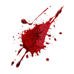Poster - Blood stain isolated on white background showcasing vivid red color and intricate splatter details, Blood stain isolated on white background