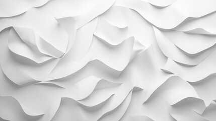 Poster - Abstract white background with folded paper texture creating a wave like pattern design element