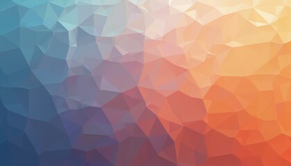 Poster - Abstract polygonal pattern in shades of blue, orange, purple. Geometric low poly background with crystal diamond effect. Modern stylish design, creative texture for product presentation, branding,